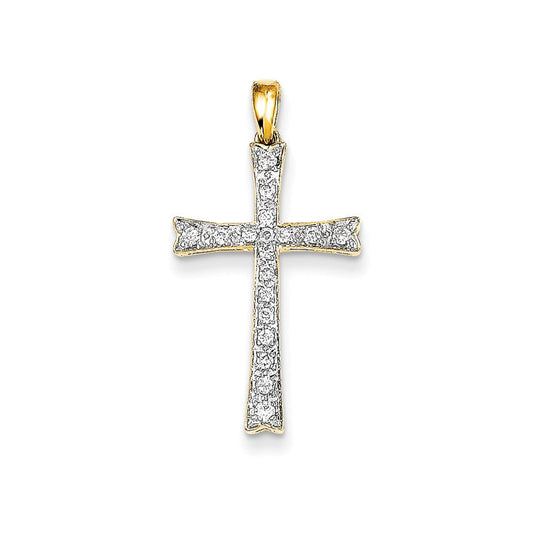 14k yellow gold real diamond cross pendant xp188aa