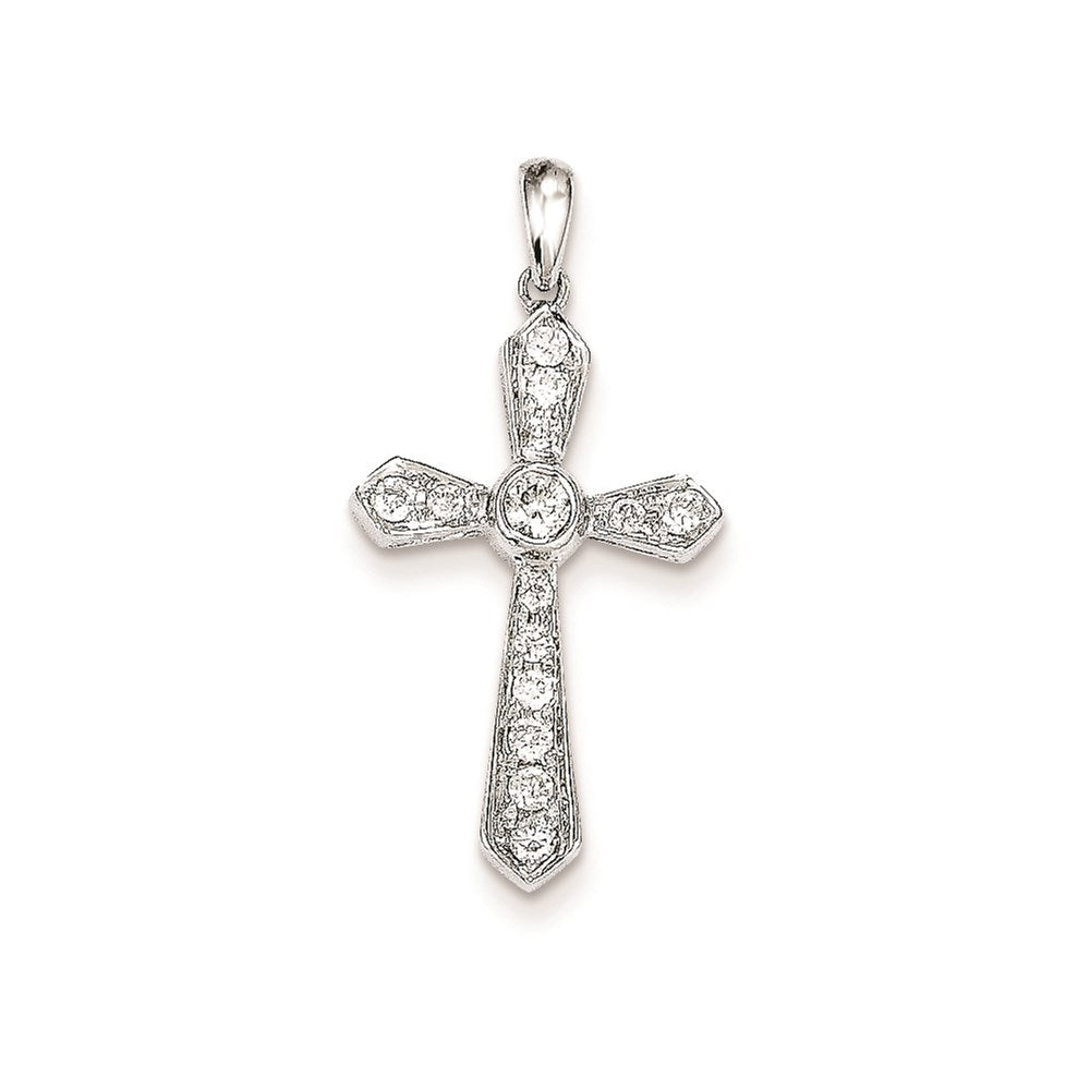 14k white gold real diamond cross pendant xp189aa