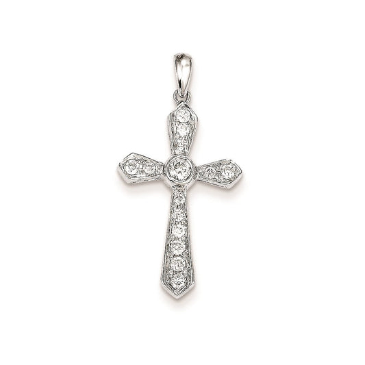 14k white gold real diamond cross pendant xp189aa