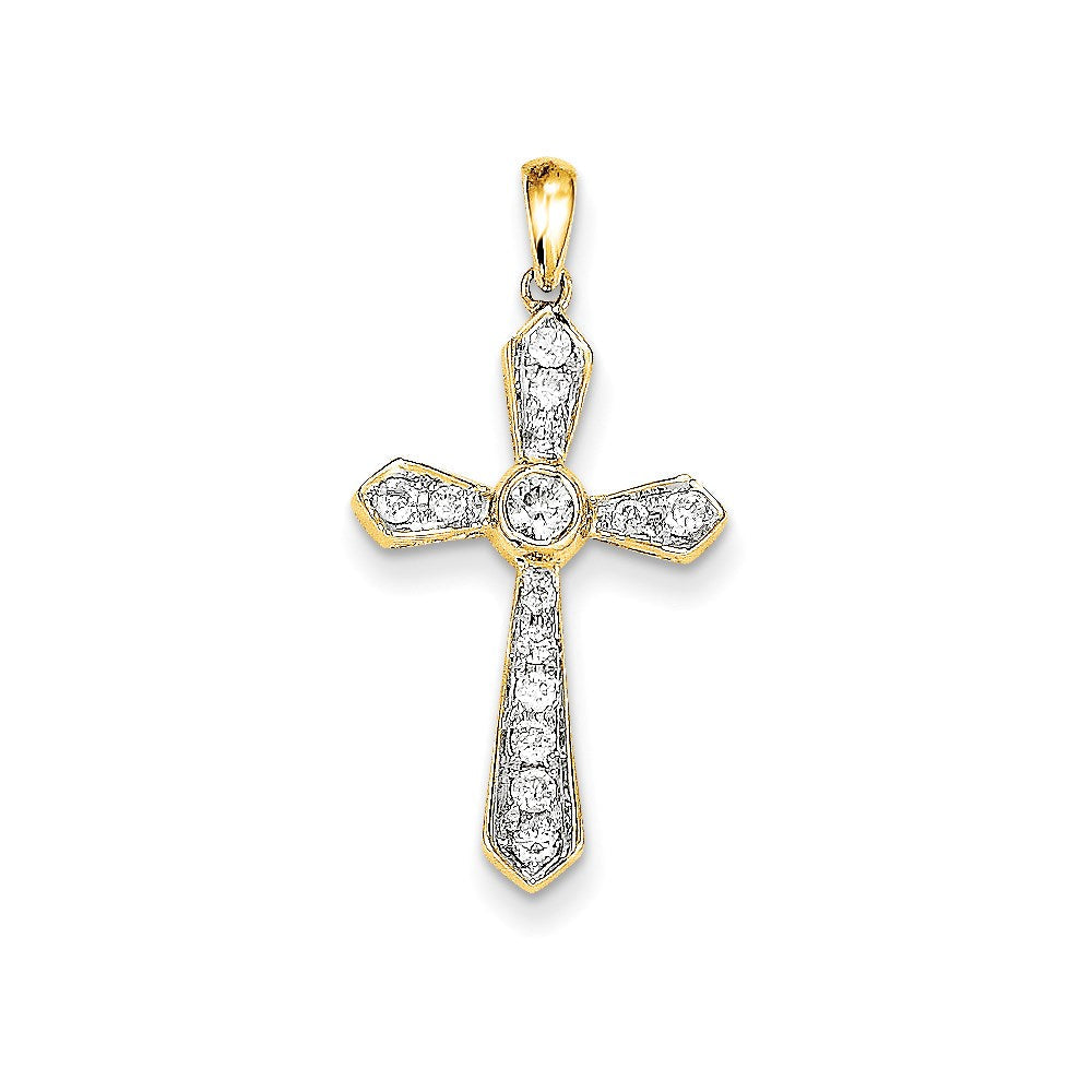 14k yellow gold real diamond cross pendant xp190aa