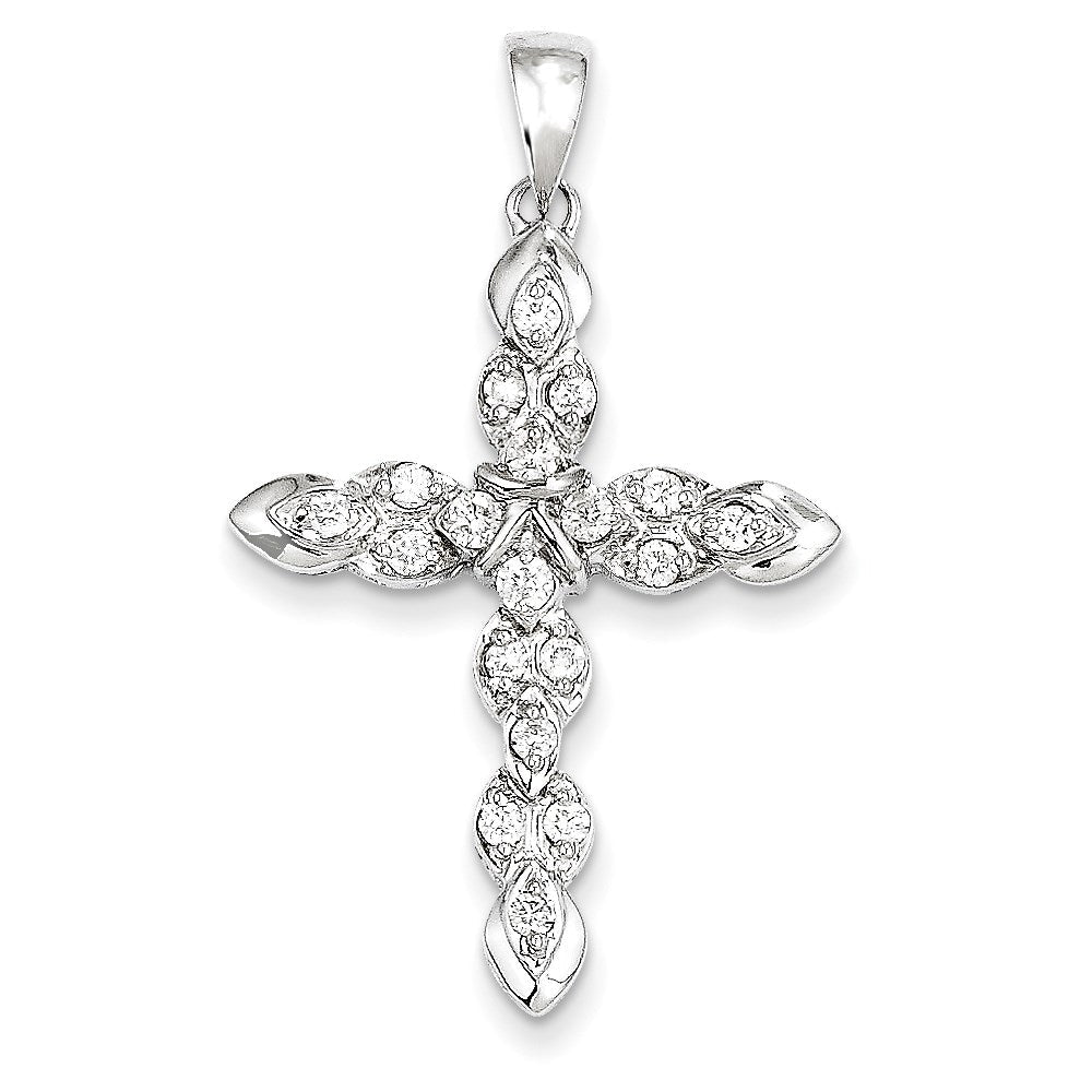 14k white gold real diamond cross pendant xp194aa