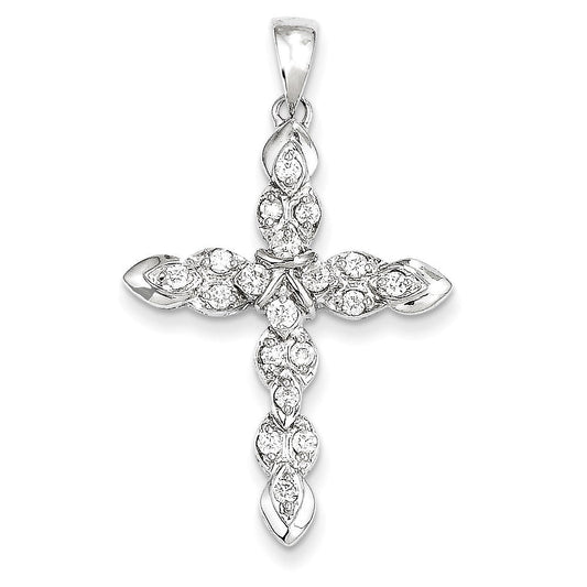 14k white gold real diamond cross pendant xp194aa