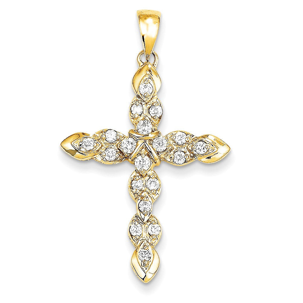 14k yellow gold real diamond cross pendant xp195aa