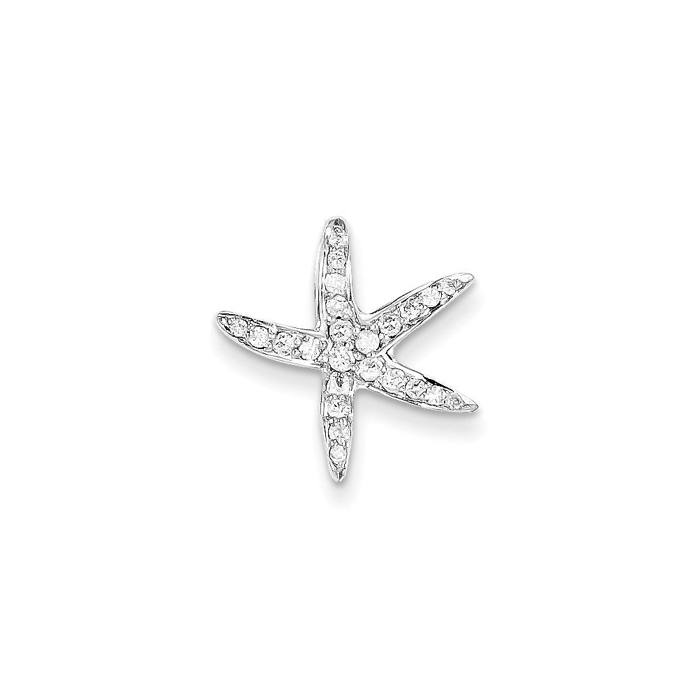 14k white gold real diamond starfish chain slide pendant xp1976aa