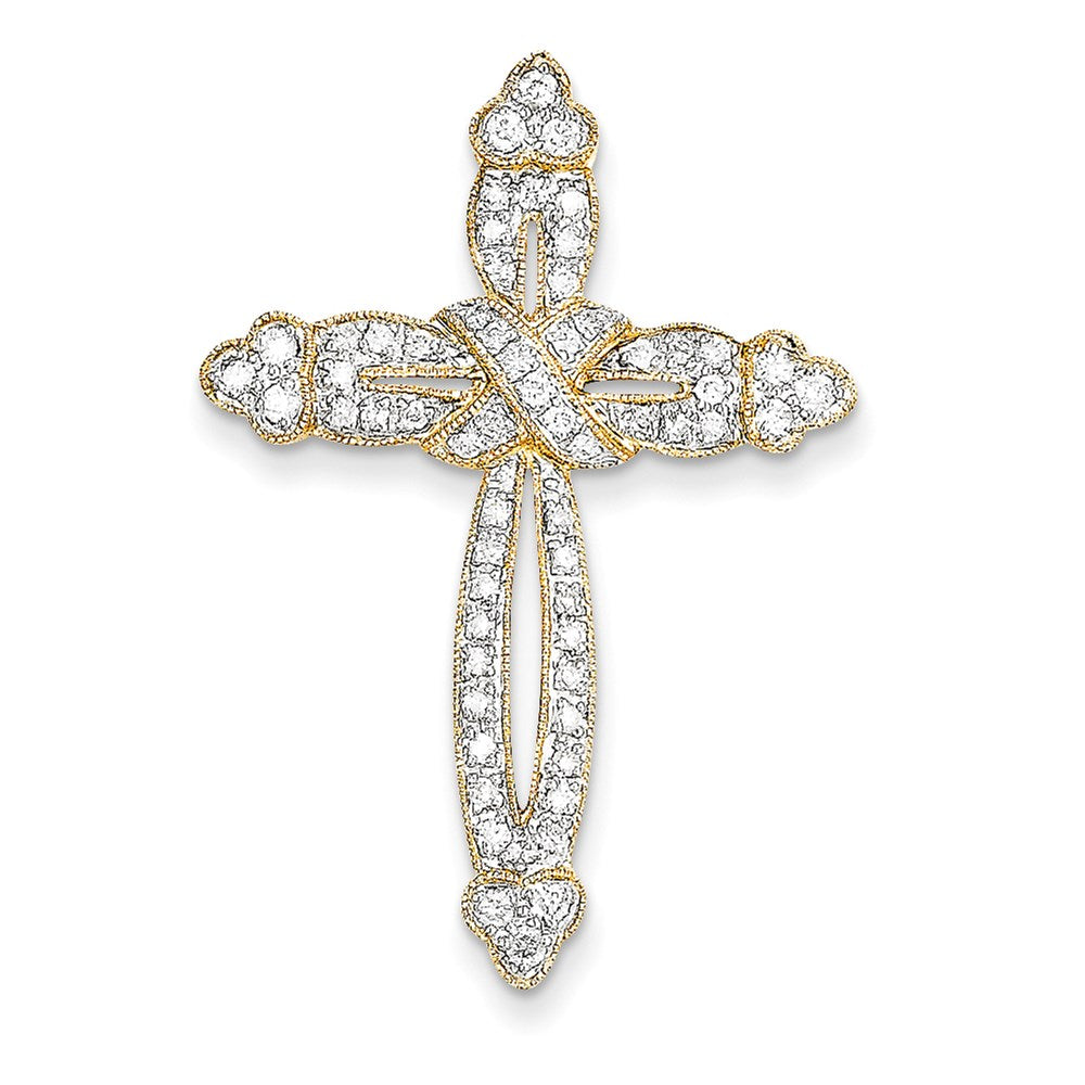 14k yellow gold real diamond cross pendant xp197aa