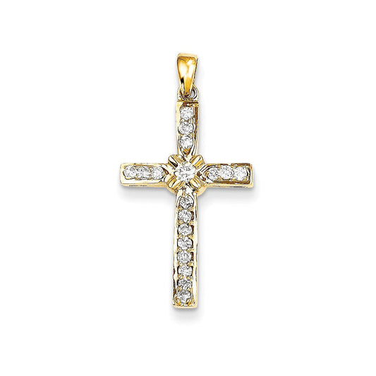 14k yellow gold real diamond cross pendant xp199aa