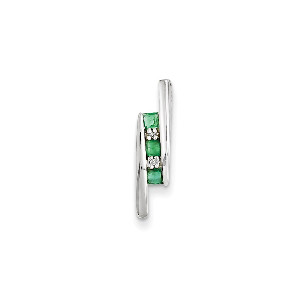 14k white gold real diamond emerald pendant xp2110aa