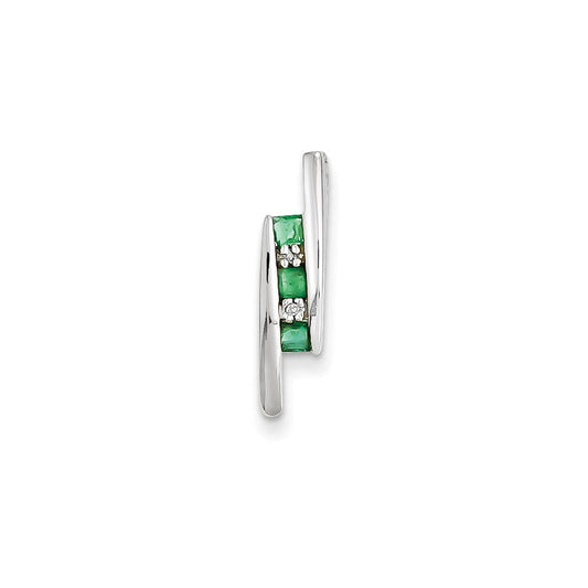 14k white gold real diamond emerald pendant xp2110aa