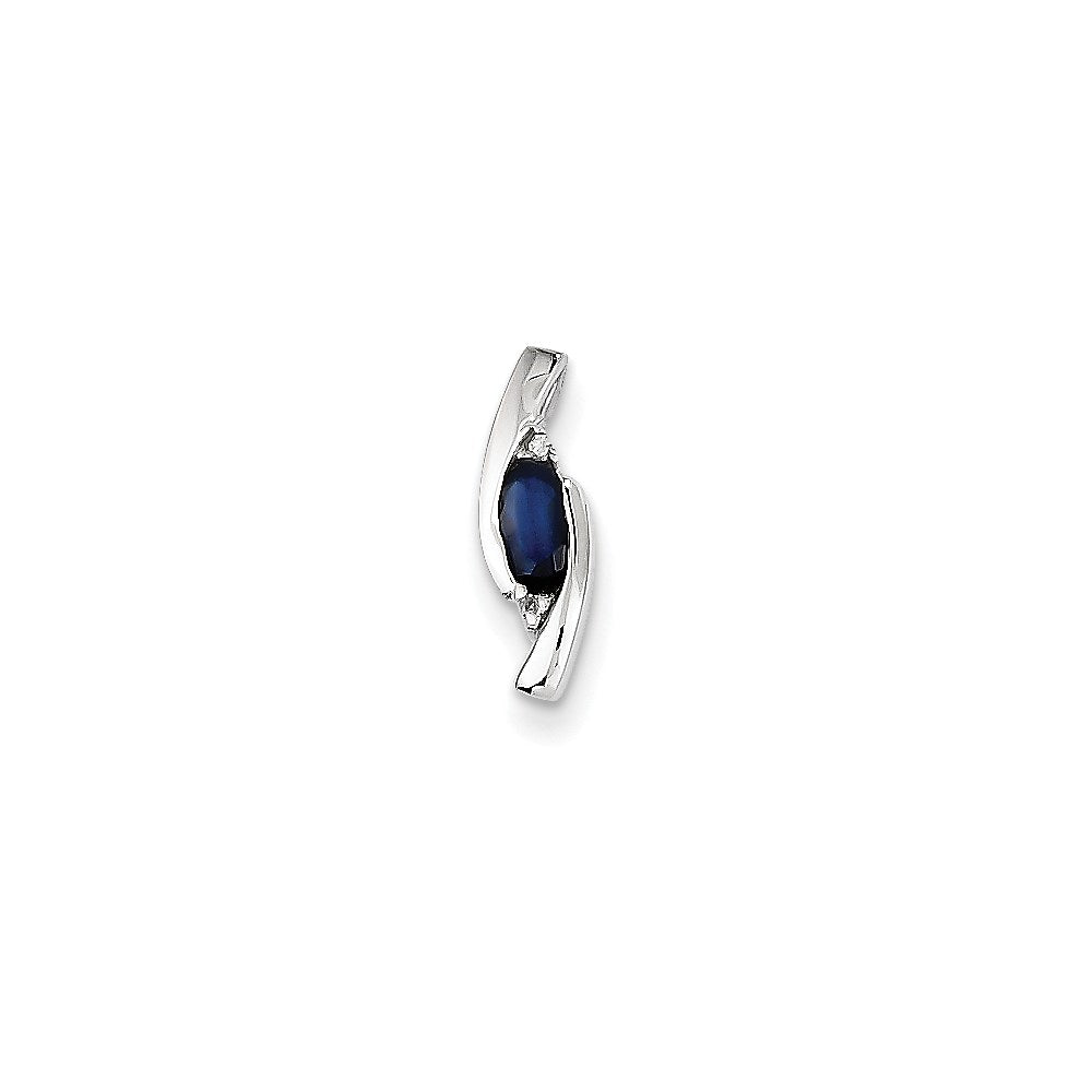 14k white gold real diamond and sapphire pendant xp2113aa