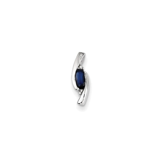 14k white gold real diamond and sapphire pendant xp2113aa