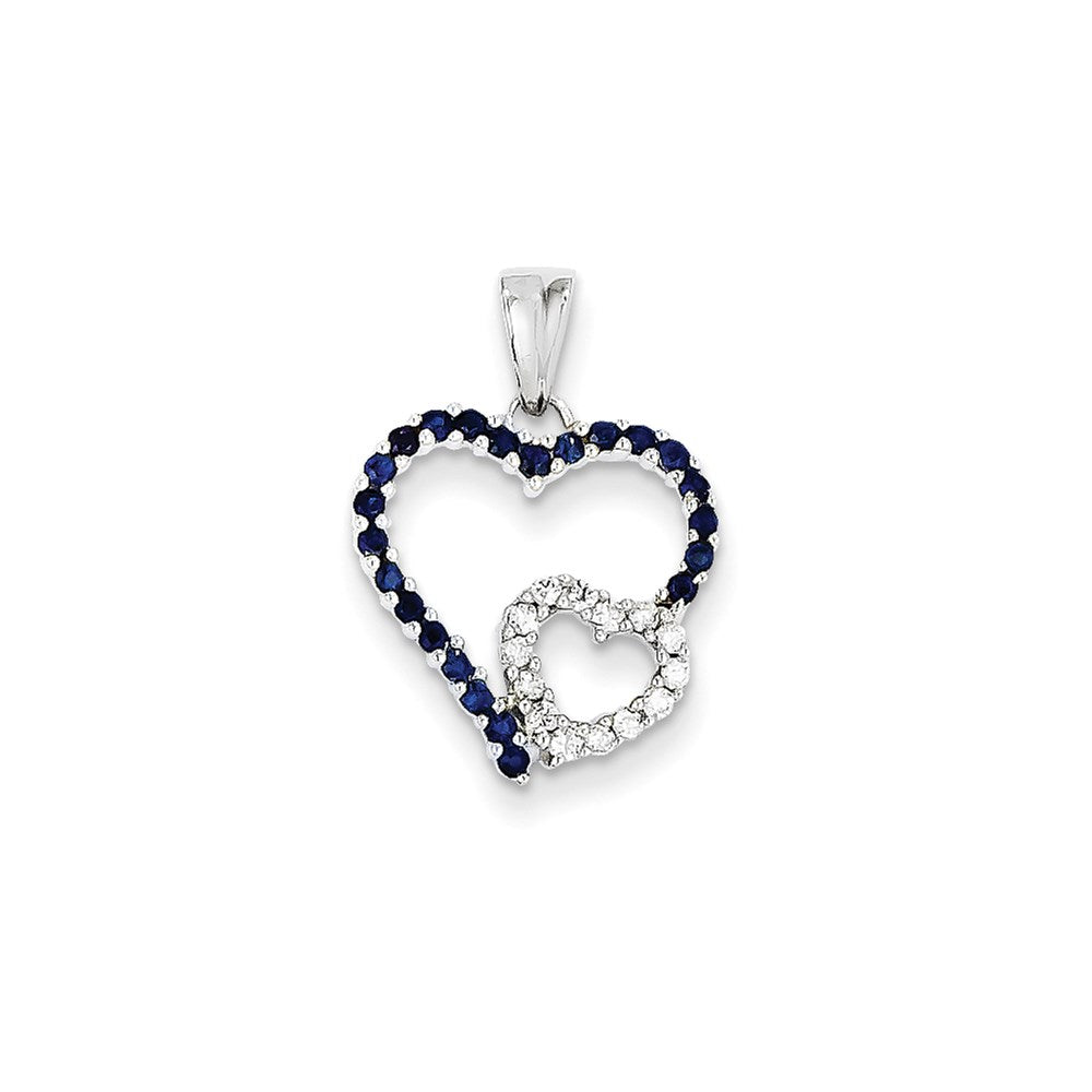 14k white gold real diamond and sapphire pendant xp2289s aa