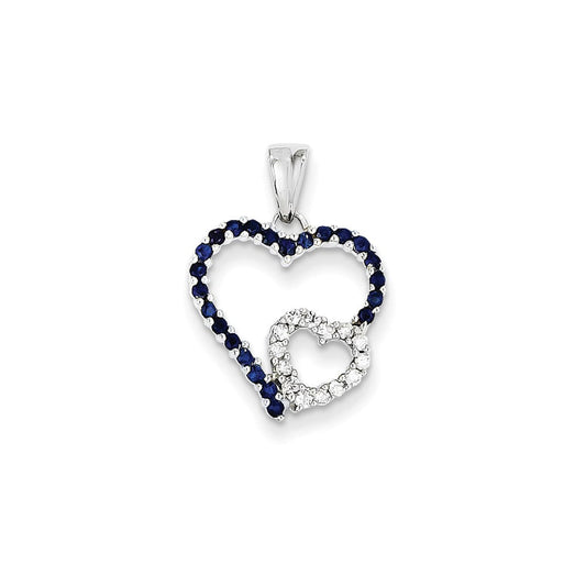 14k white gold real diamond and sapphire pendant xp2289s aa