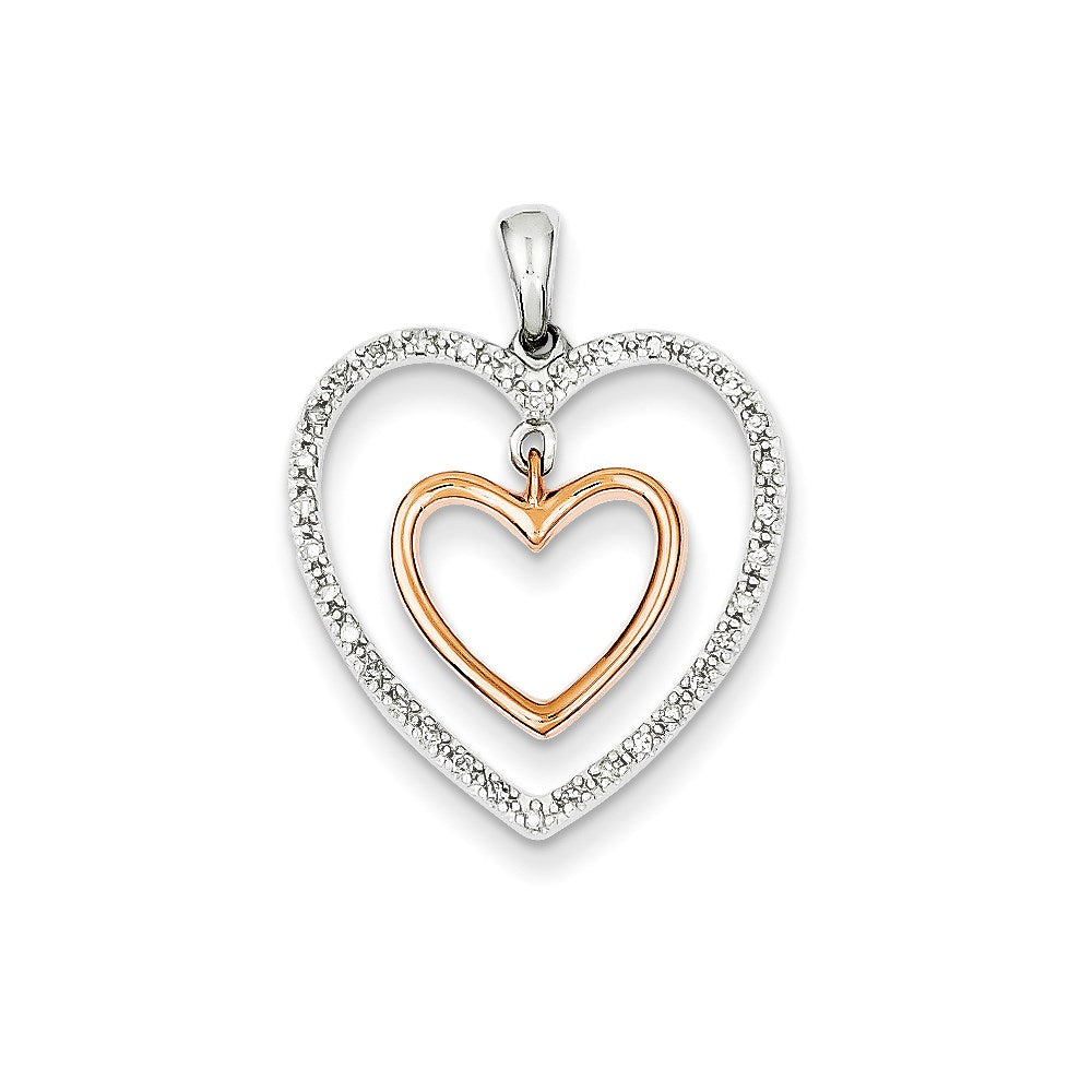 14k yellow gold two tone double heart real diamond pendant xp2312aa