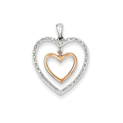 14k yellow gold two tone double heart real diamond pendant xp2312aa