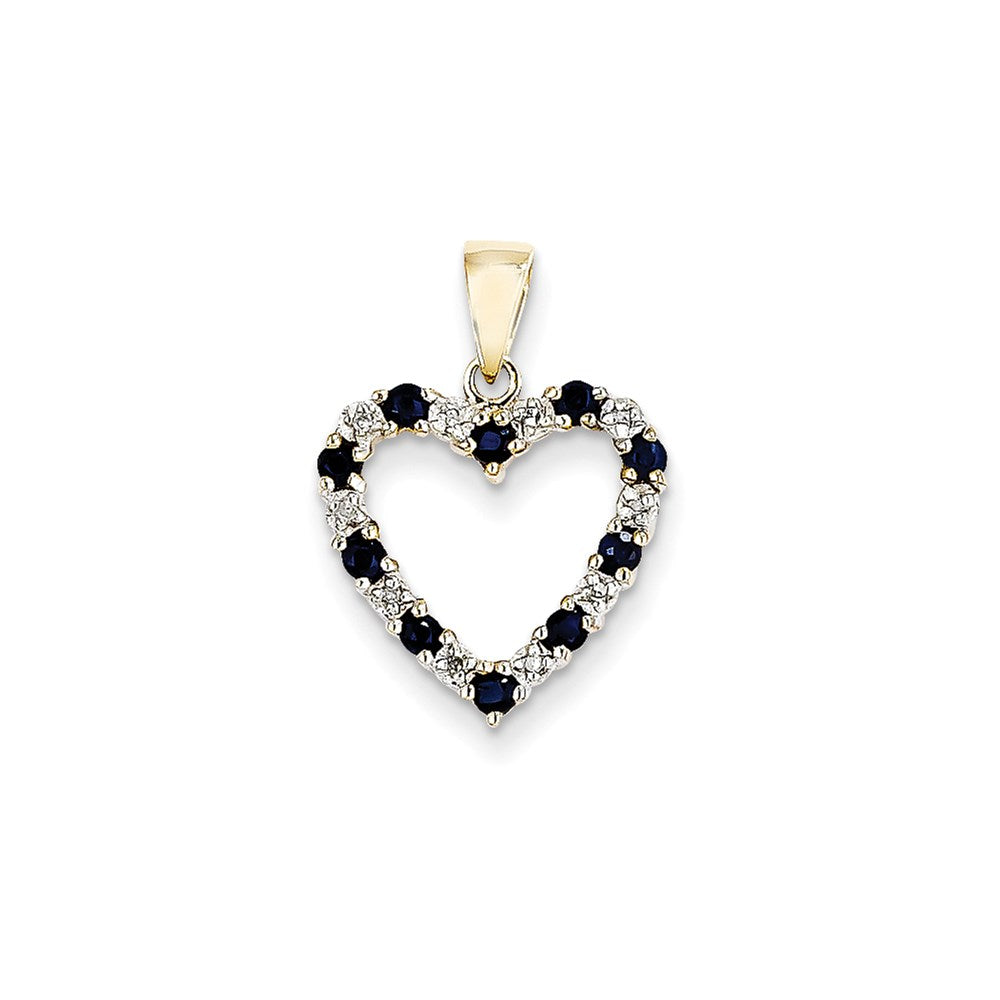 14k yellow gold real diamond and sapphire heart pendant xp2360s aa