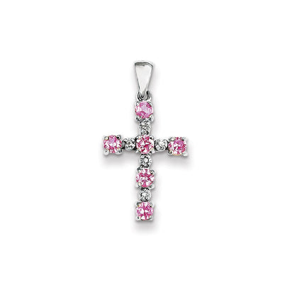 14k white gold real diamond pink sapphire cross xp2416sp a