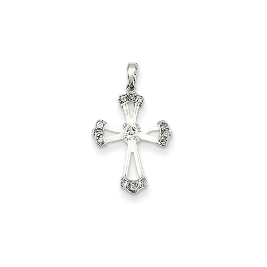 14k white gold real diamond cross pendant xp2423aa