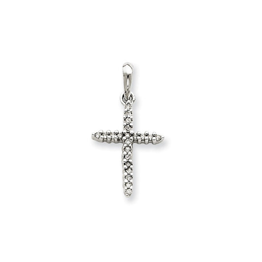 14k white gold real diamond cross pendant xp2440a