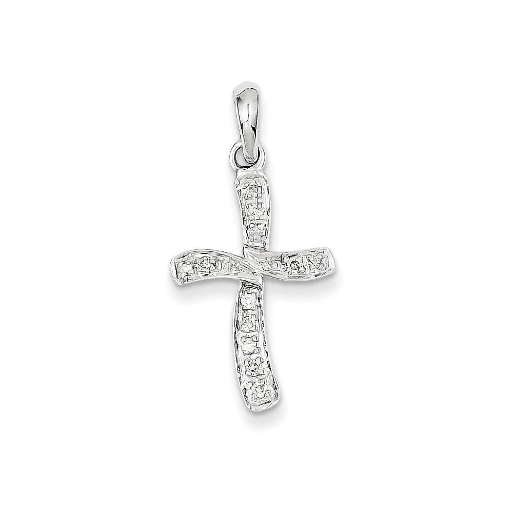 14k white gold real diamond cross pendant xp2456a