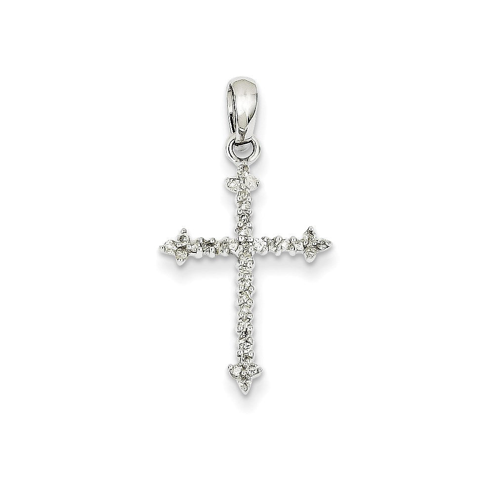 14k white gold real diamond cross pendant xp2462a