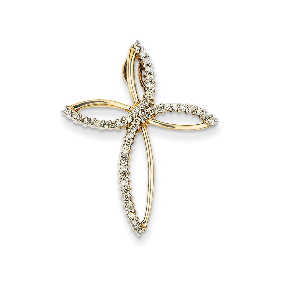 14k yellow gold real diamond cross pendant xp2463a