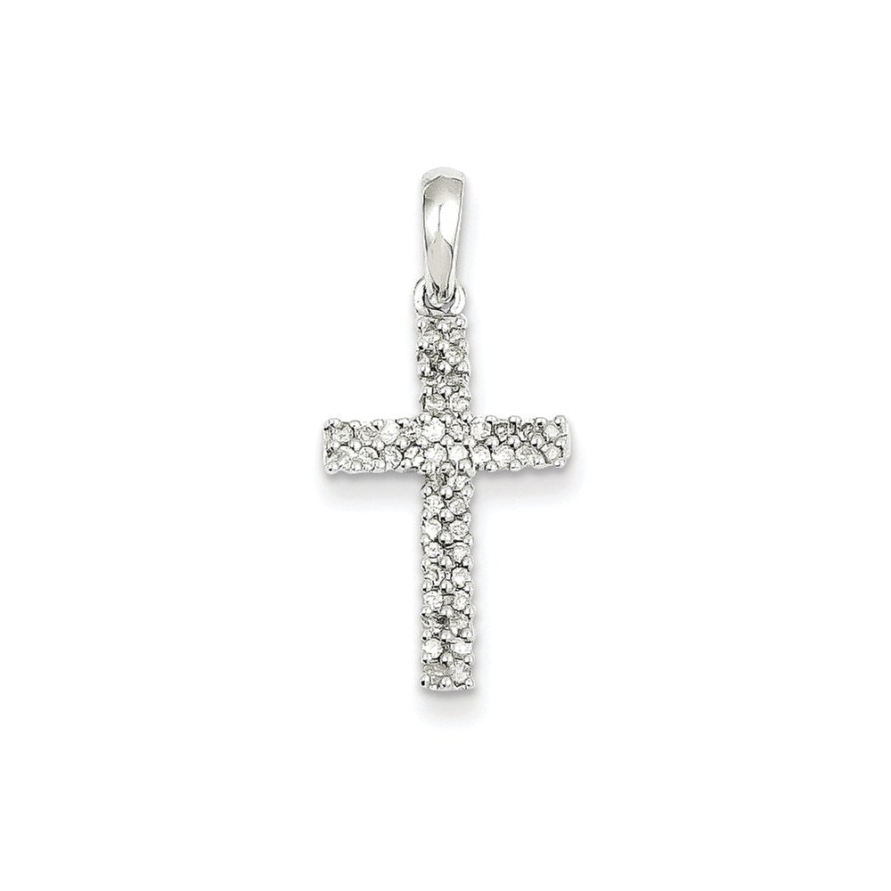 14k white gold real diamond cross pendant xp2470a