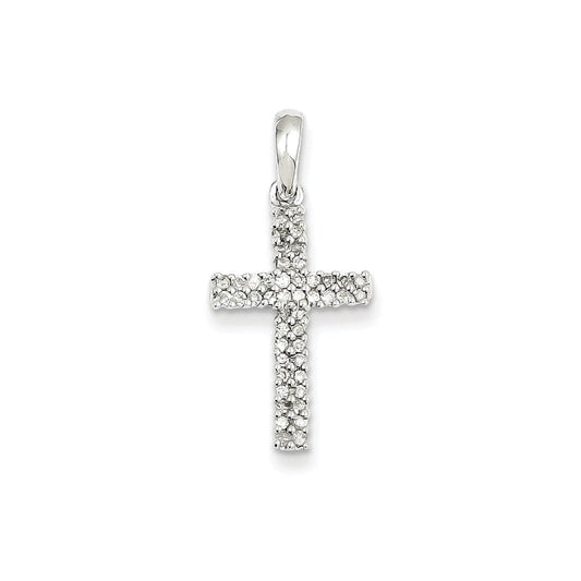 14k white gold real diamond cross pendant xp2470a