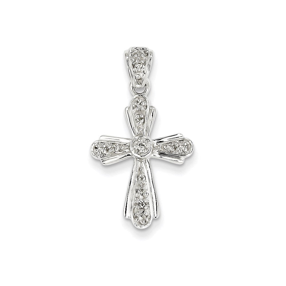 14k white gold real diamond cross pendant xp2474a