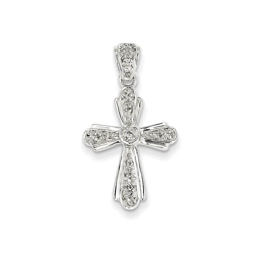 14k white gold real diamond cross pendant xp2474a