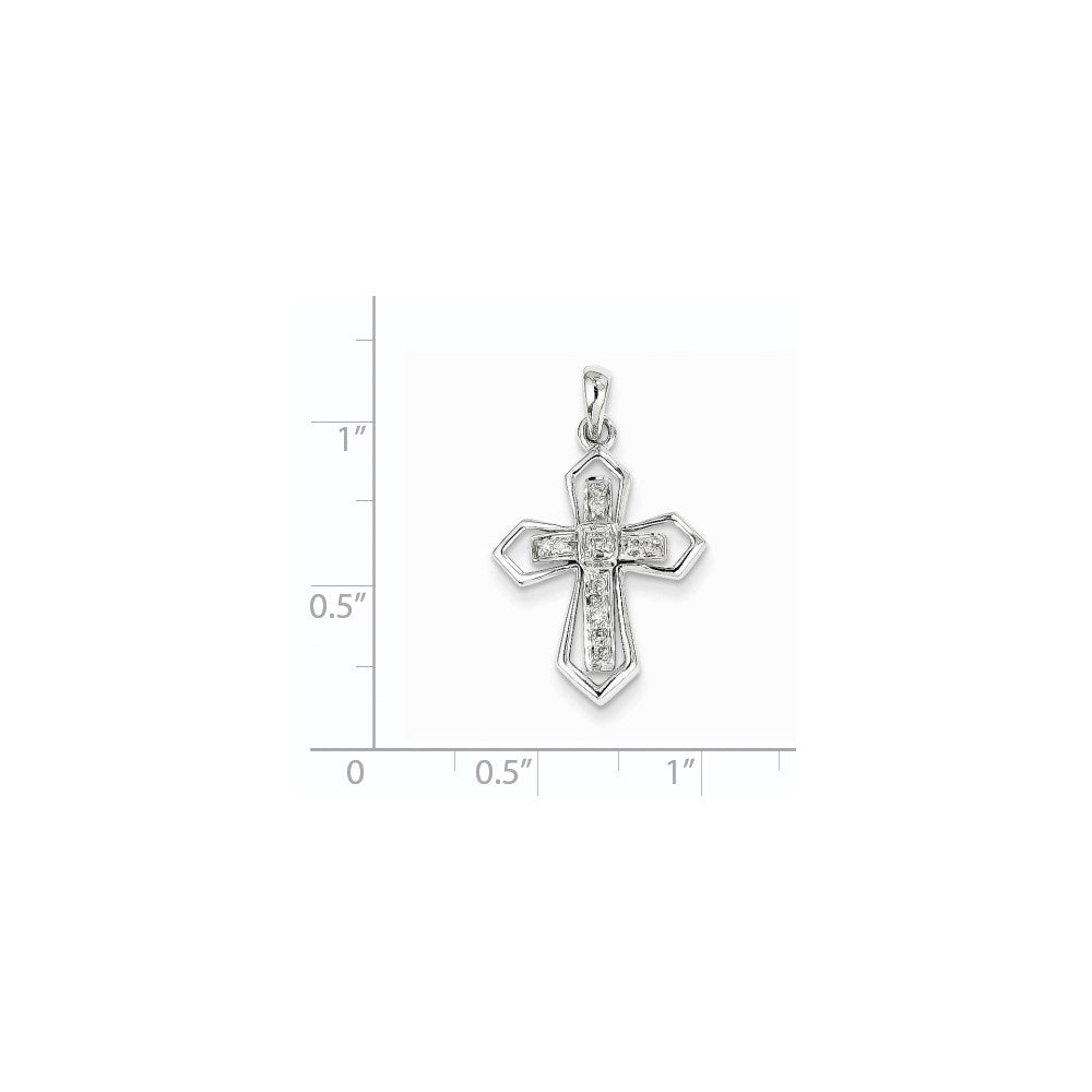 14k White Gold Diamond Cross Pendant