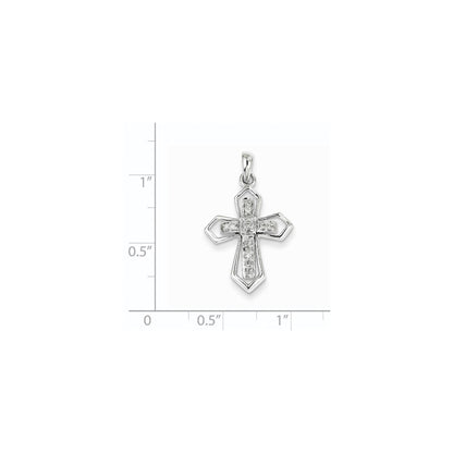 14k White Gold Diamond Cross Pendant