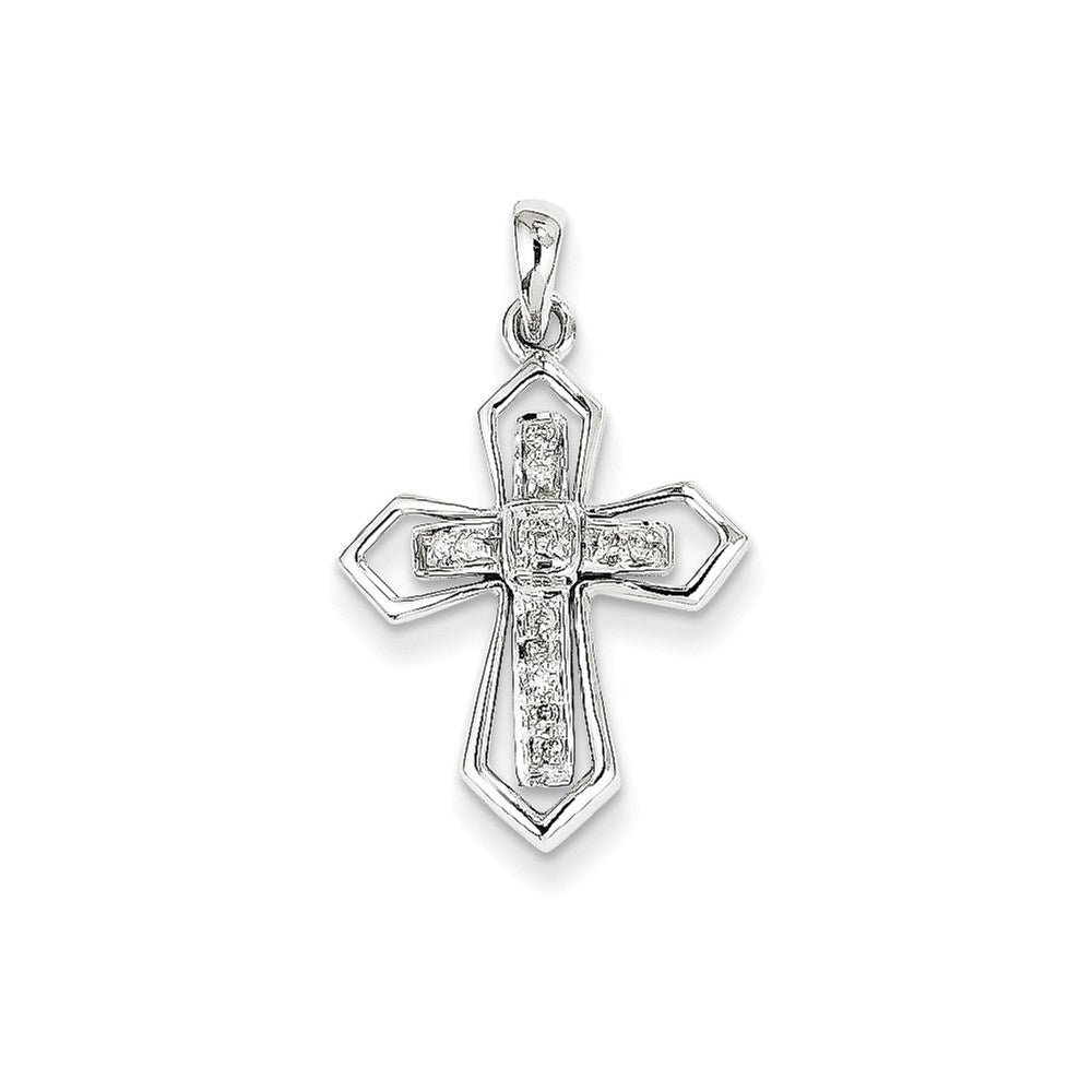 14k White Gold Diamond Cross Pendant