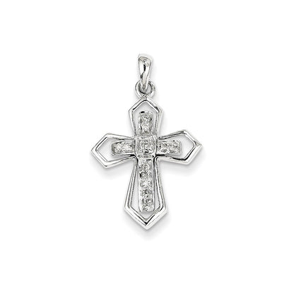 14k White Gold Diamond Cross Pendant