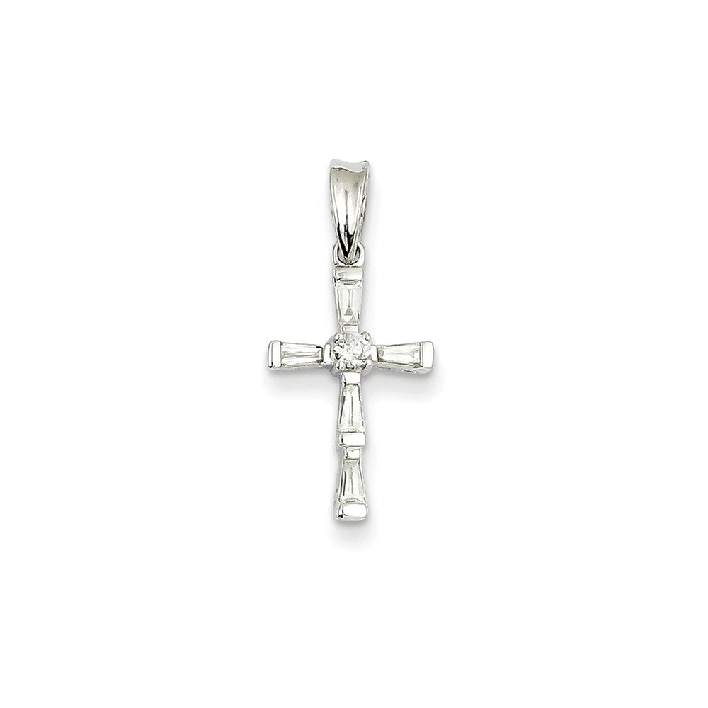 14k white gold real diamond cross pendant xp2511aa