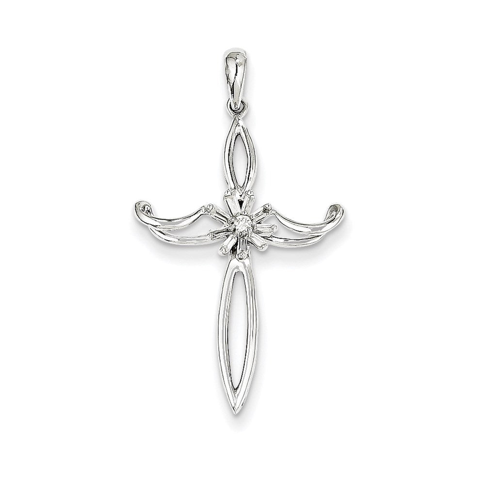14k white gold real diamond cross pendant xp2527aa