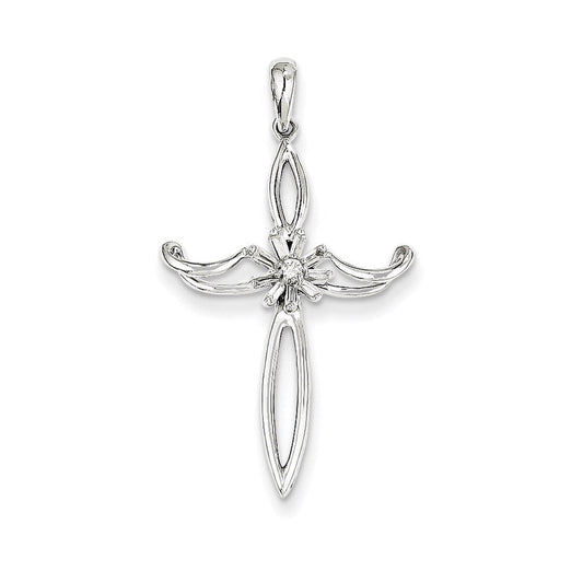 14k white gold real diamond cross pendant xp2527aa
