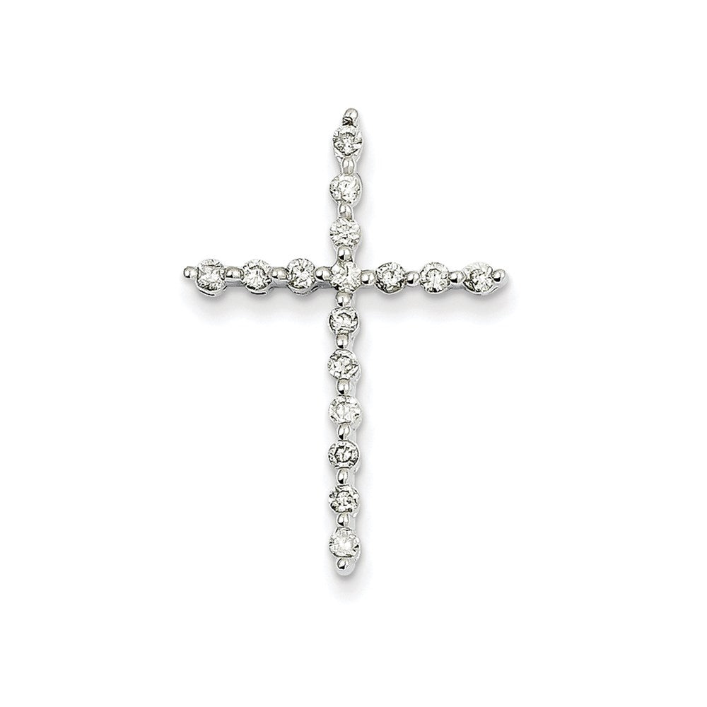 14k white gold real diamond cross pendant xp2533aa