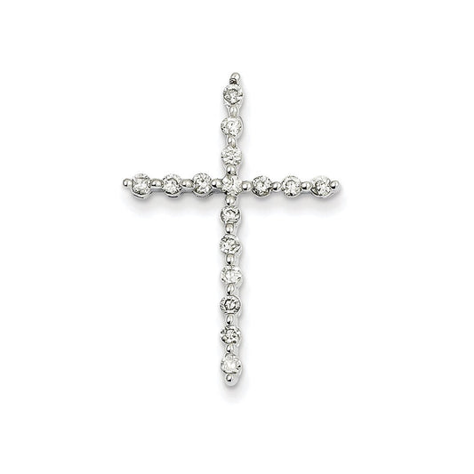14k white gold real diamond cross pendant xp2533aa