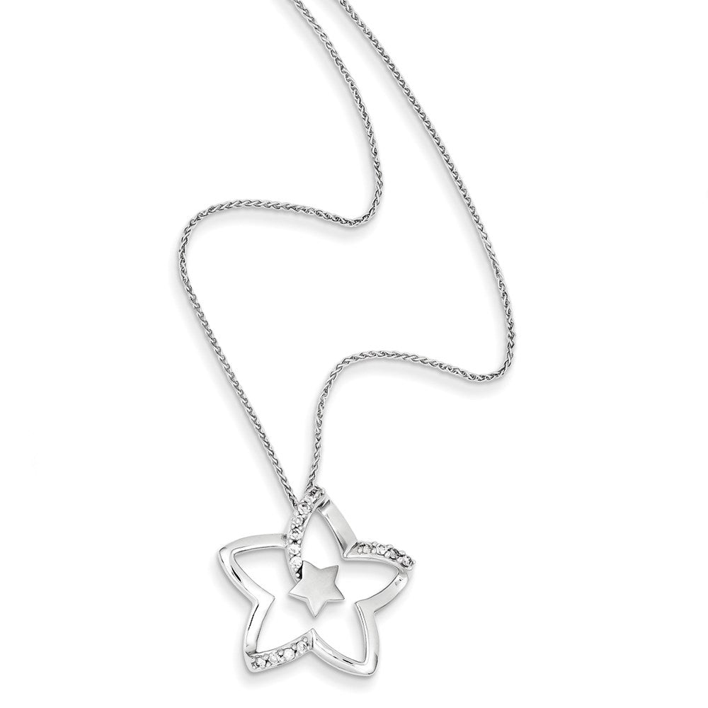 14k white gold real diamond star pendant with 18 in chain xp2728aa