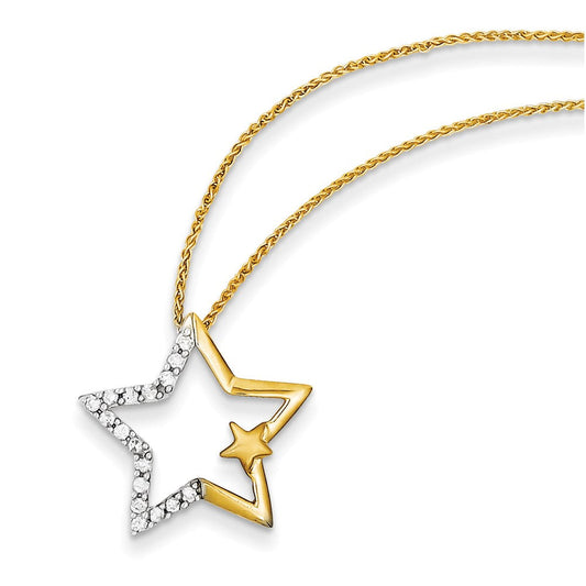 14k yellow gold with rhodium real diamond star pendant with 18 chain xp2731aa