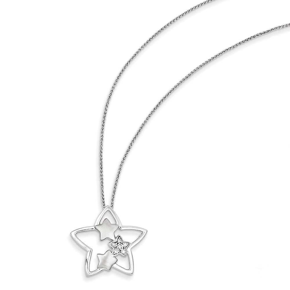 14k white gold real diamond simply starz pendant with 18 in chain xp2734aa