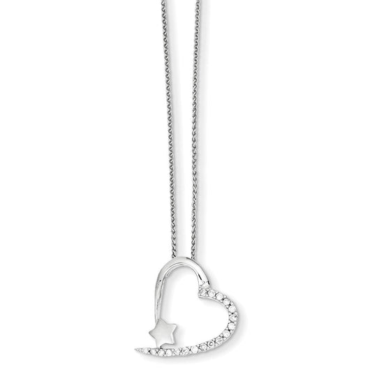 14k white gold heart real diamond simply starz 18in necklace xp2737aa