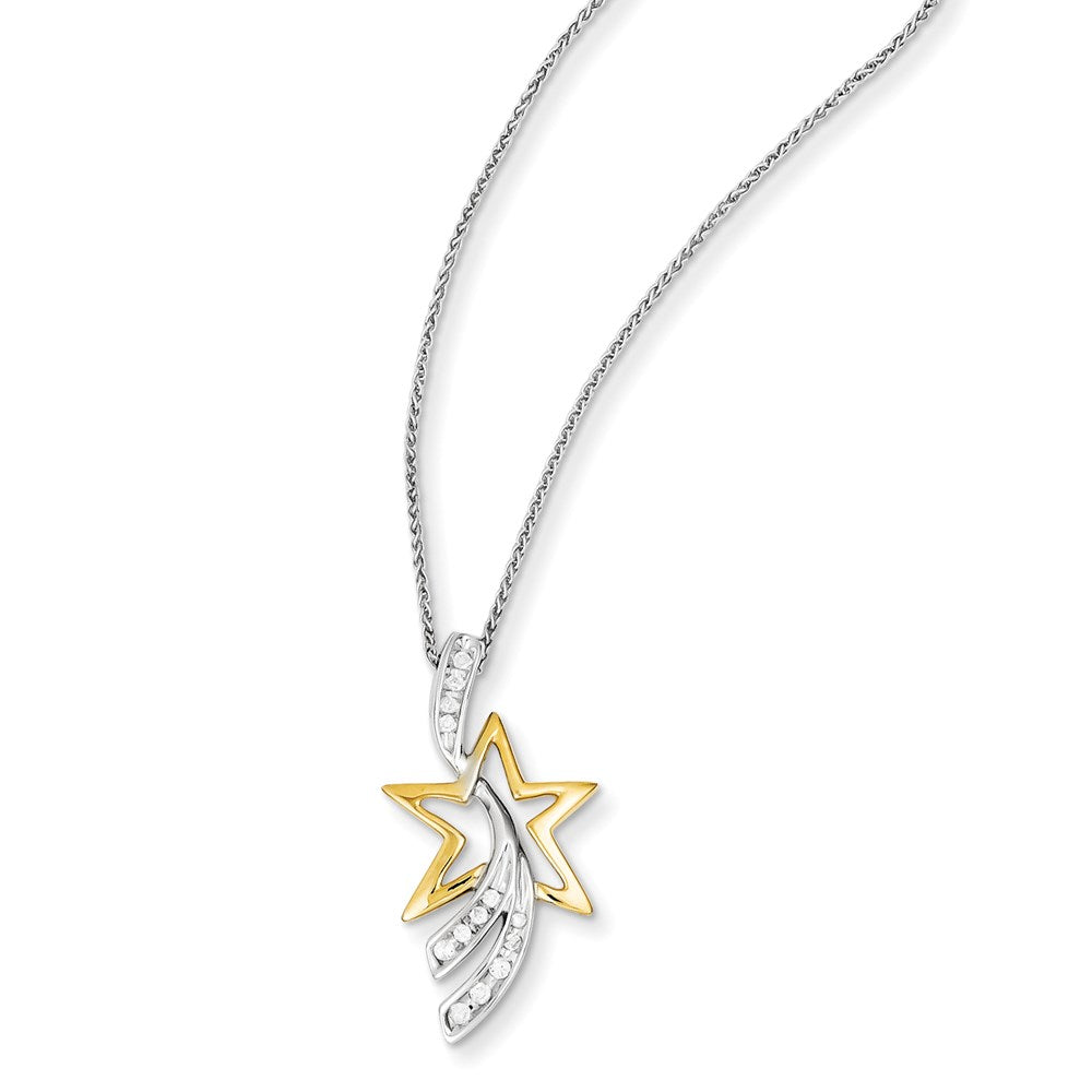 14k two tone gold real diamond star pendant with 18 chain xp2738aa