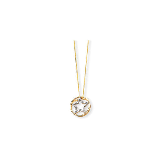 14k yellow gold real diamond star pendant with 18 chain xp2741aa