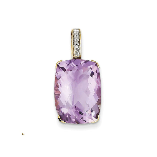 14k yellow gold amethyst real diamond pendant xp2833am a
