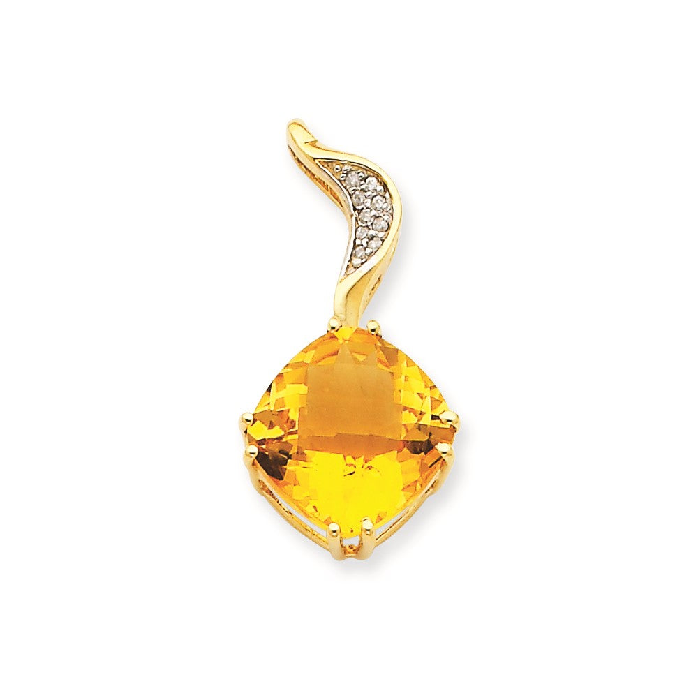 14k yellow gold citrine real diamond pendant xp2855ci a