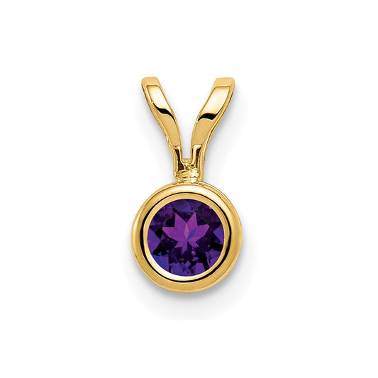 14k yellow gold 4mm amethyst bezel pendant xp300am