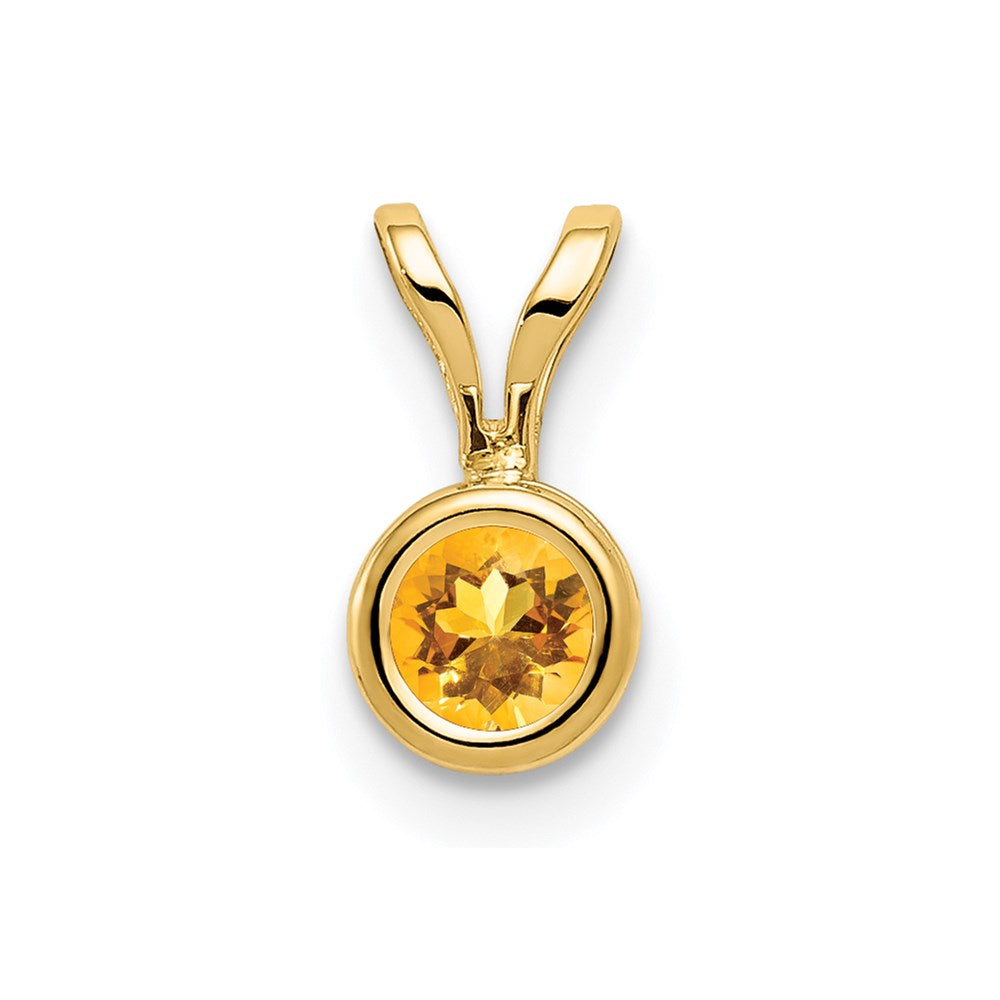 14k yellow gold 4mm citrine bezel pendant xp300ci