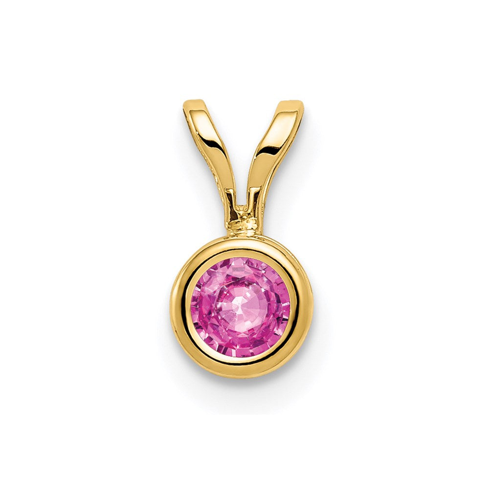 14k yellow gold 4mm pink sapphire bezel pendant xp300sp