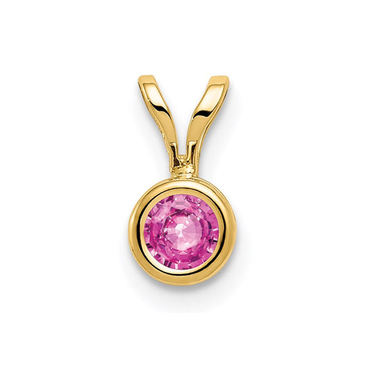 14k yellow gold 4mm pink sapphire bezel pendant xp300sp